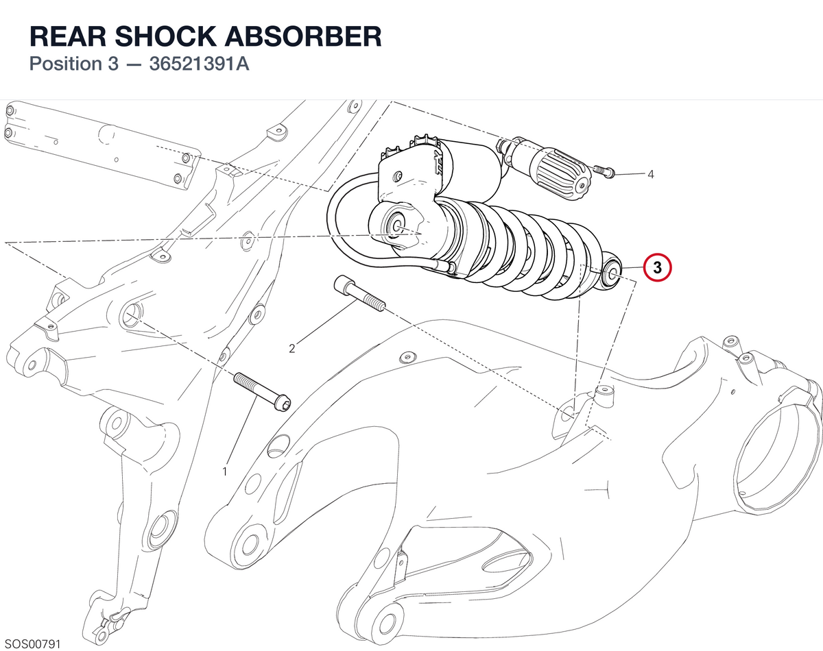 REAR SHOCK ABSORBER 36521391A diagram position