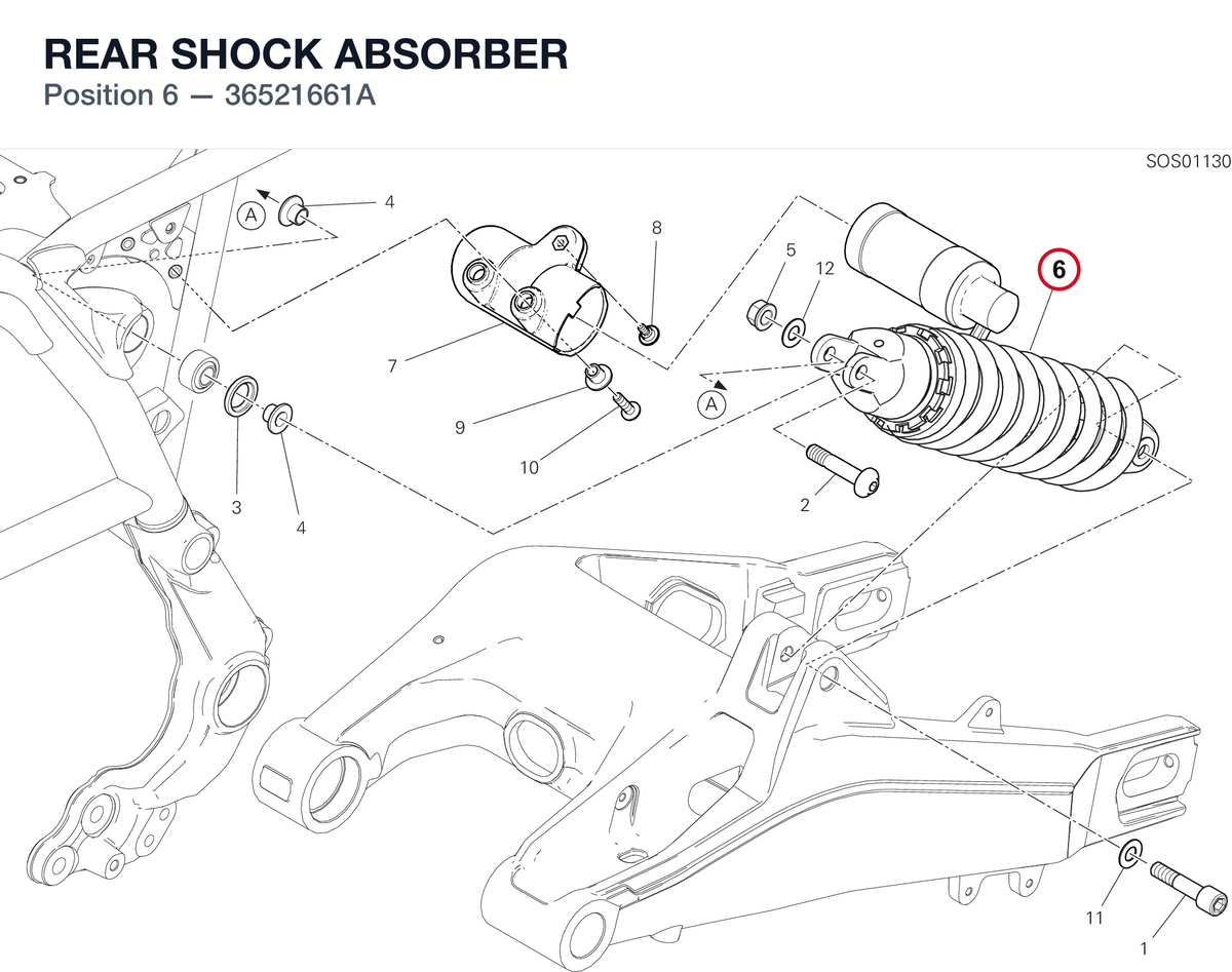 REAR SHOCK ABSORBER 36521661A diagram position