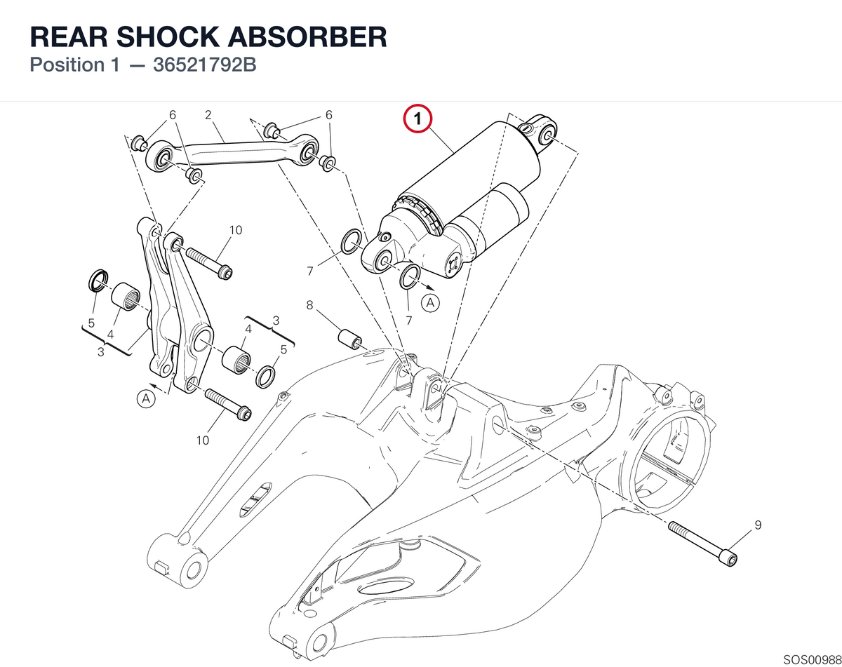 REAR SHOCK ABSORBER 36521792B diagram position