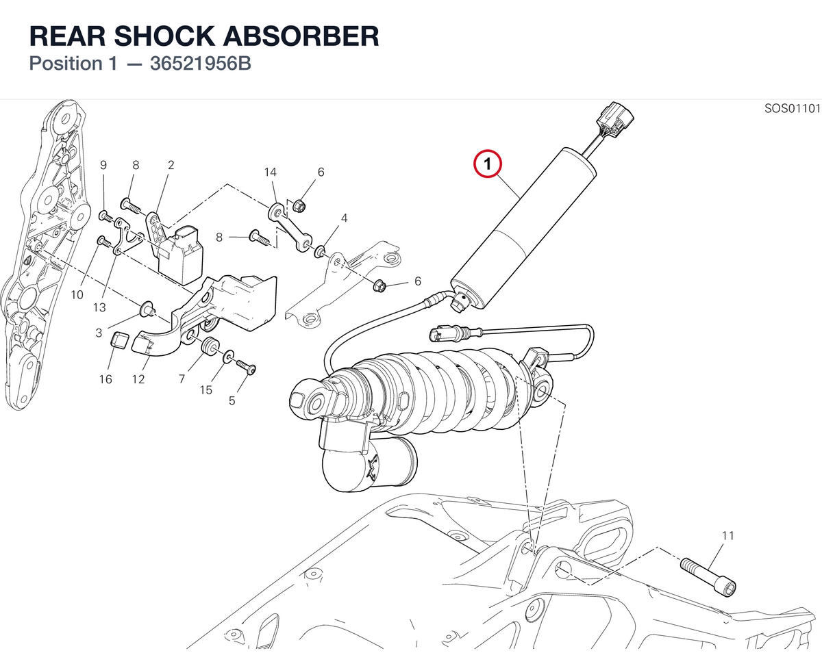 REAR SHOCK ABSORBER 36521956B diagram position