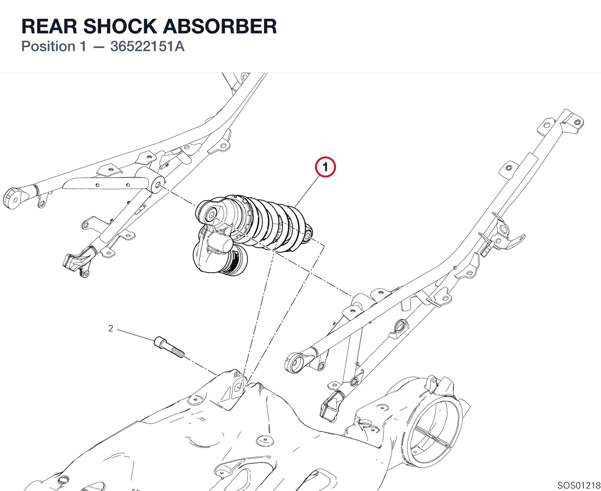 REAR SHOCK ABSORBER 36522151A diagram position