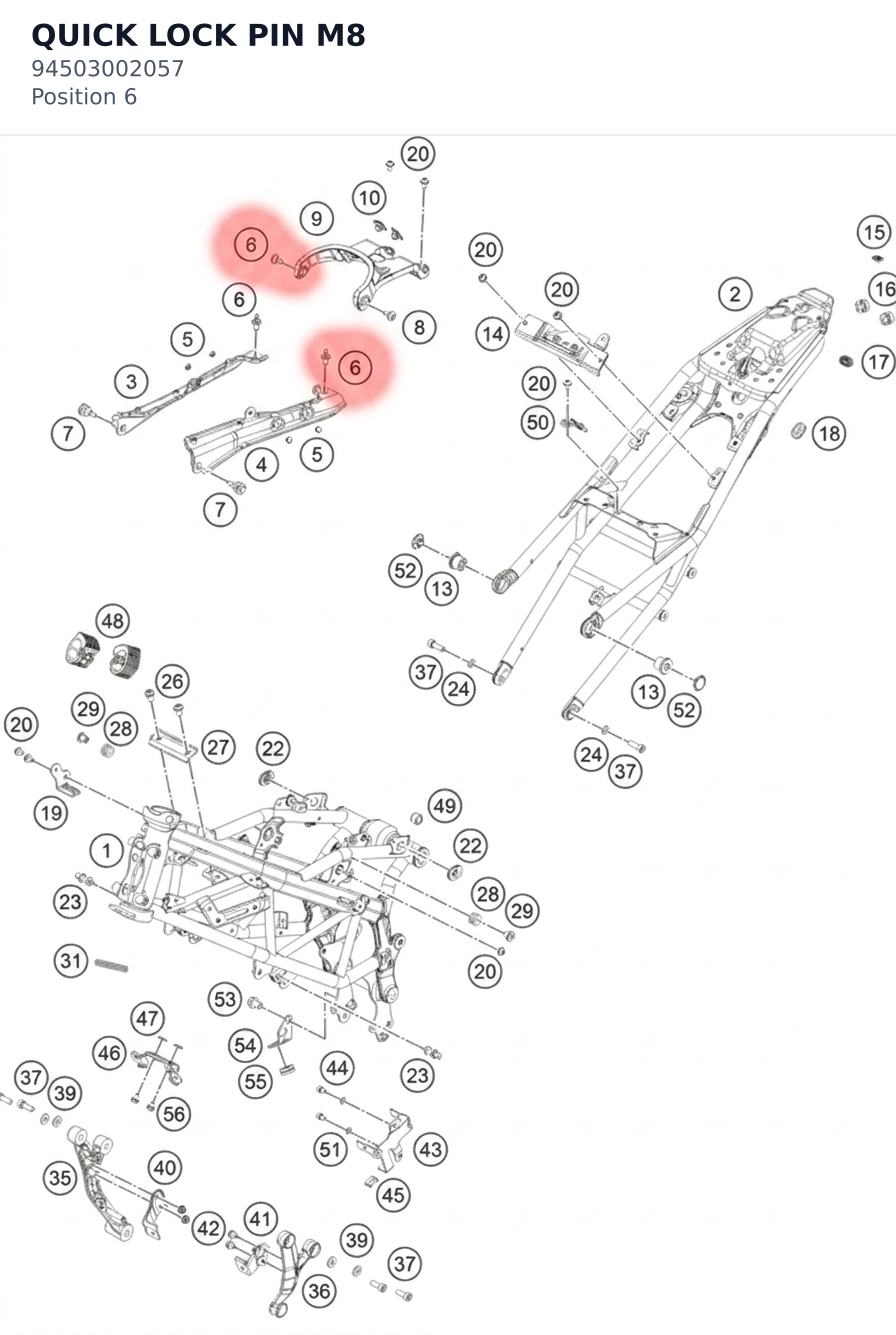 Diagram preview: QUICK LOCK PIN M8 (94503002057)