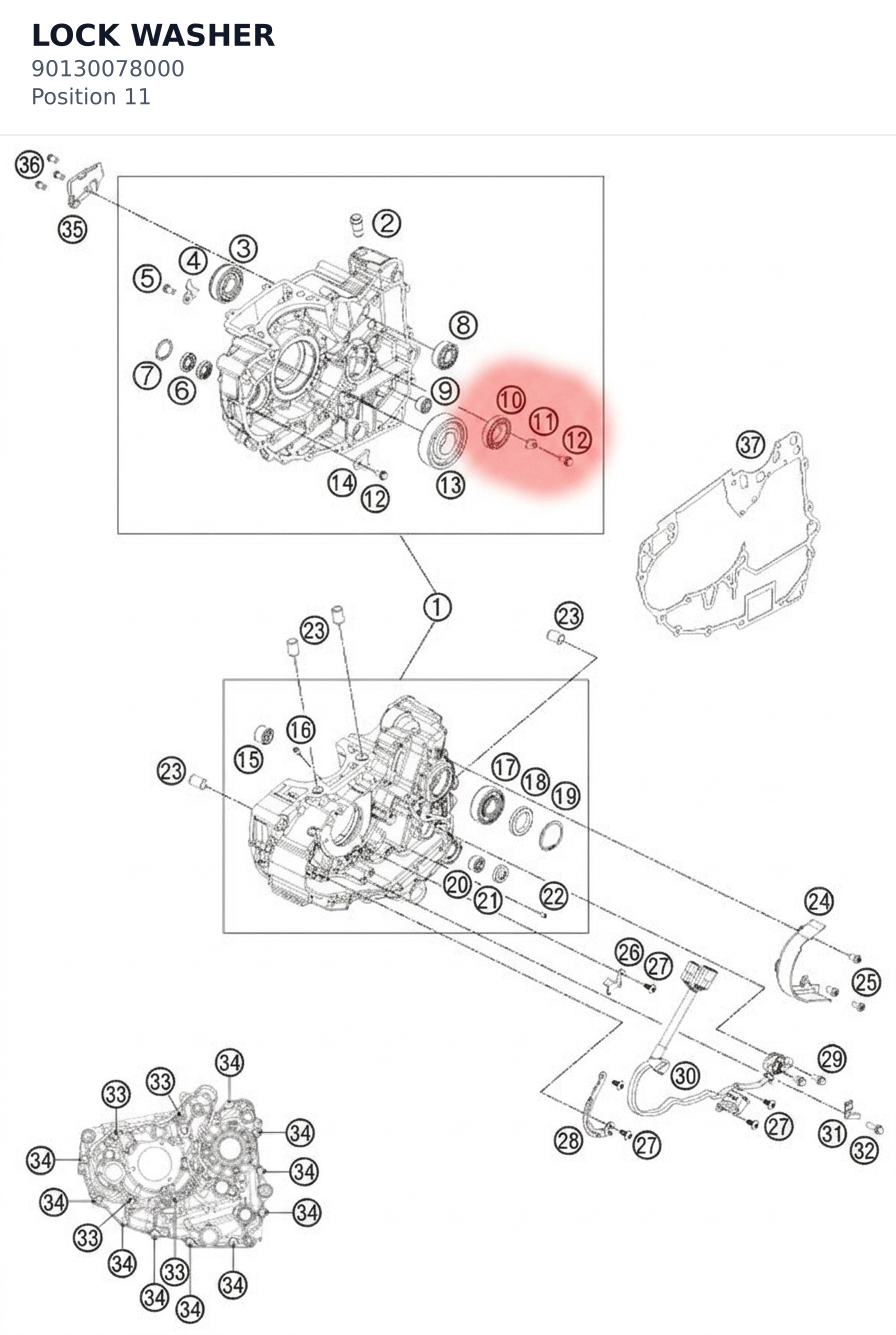 Diagram preview: LOCK WASHER (90130078000)