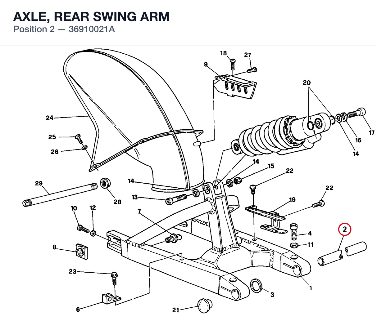 AXLE, REAR SWING ARM