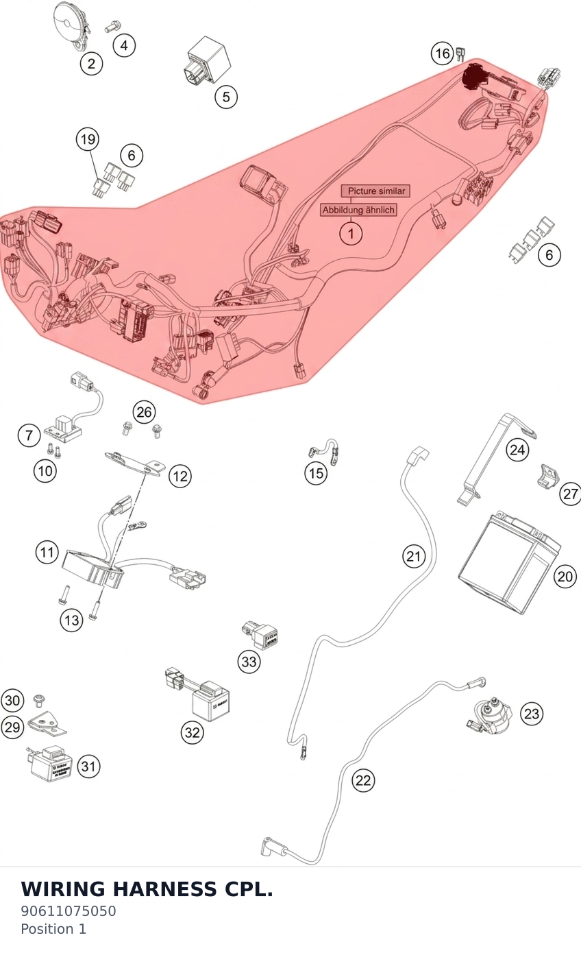 Diagram preview: WIRING HARNESS CPL. (90611075050)