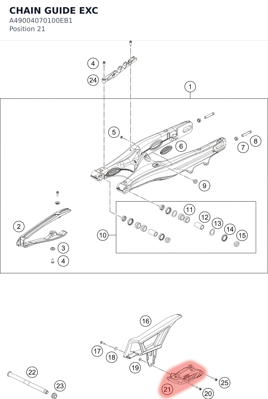 Diagram preview: CHAIN GUIDE EXC (A49004070100EB1)