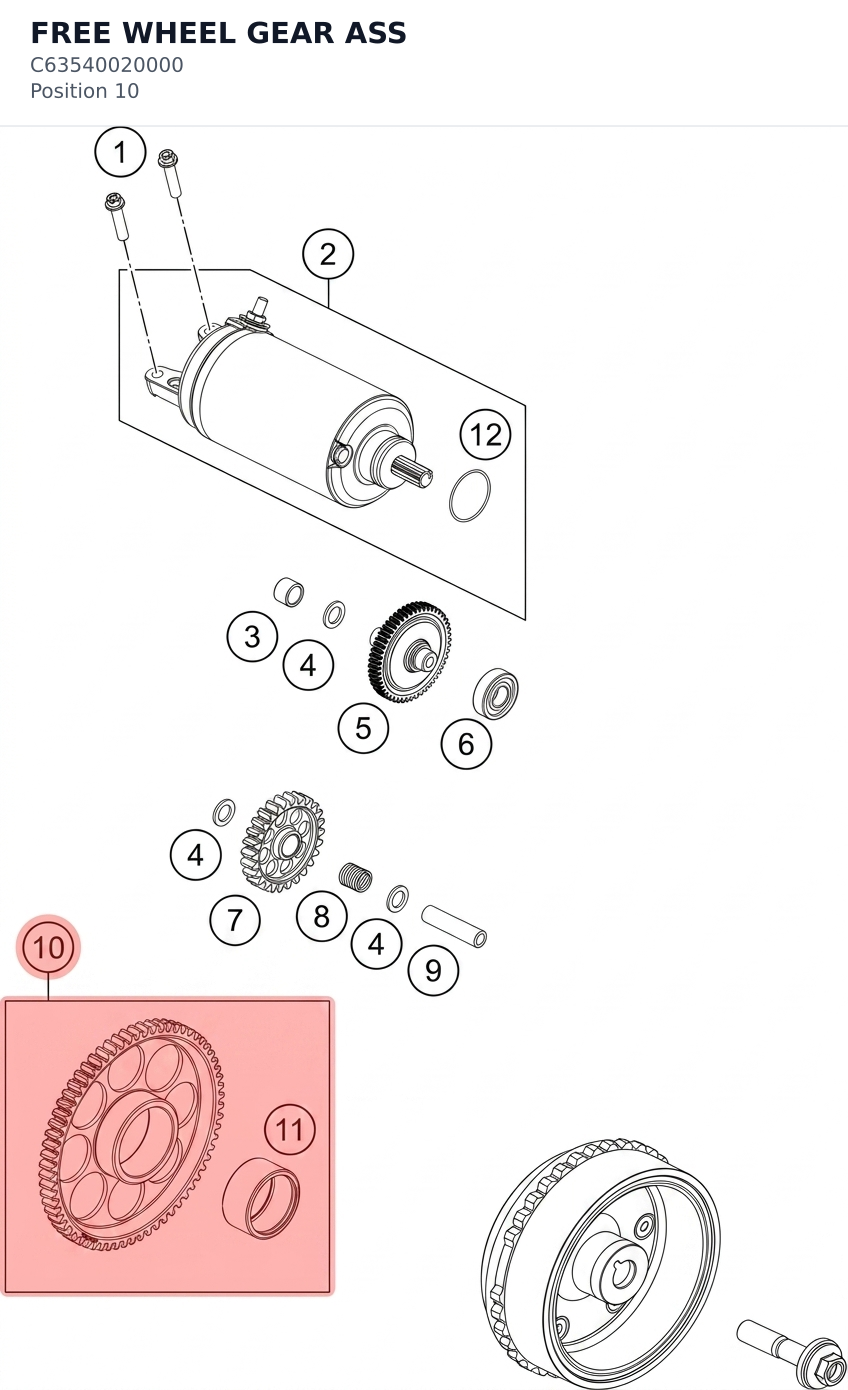 Diagram preview: FREE WHEEL GEAR ASS (C63540020000)
