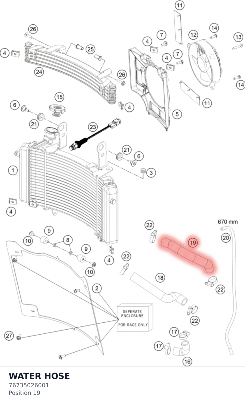 Diagram preview: WATER HOSE (76735026001)