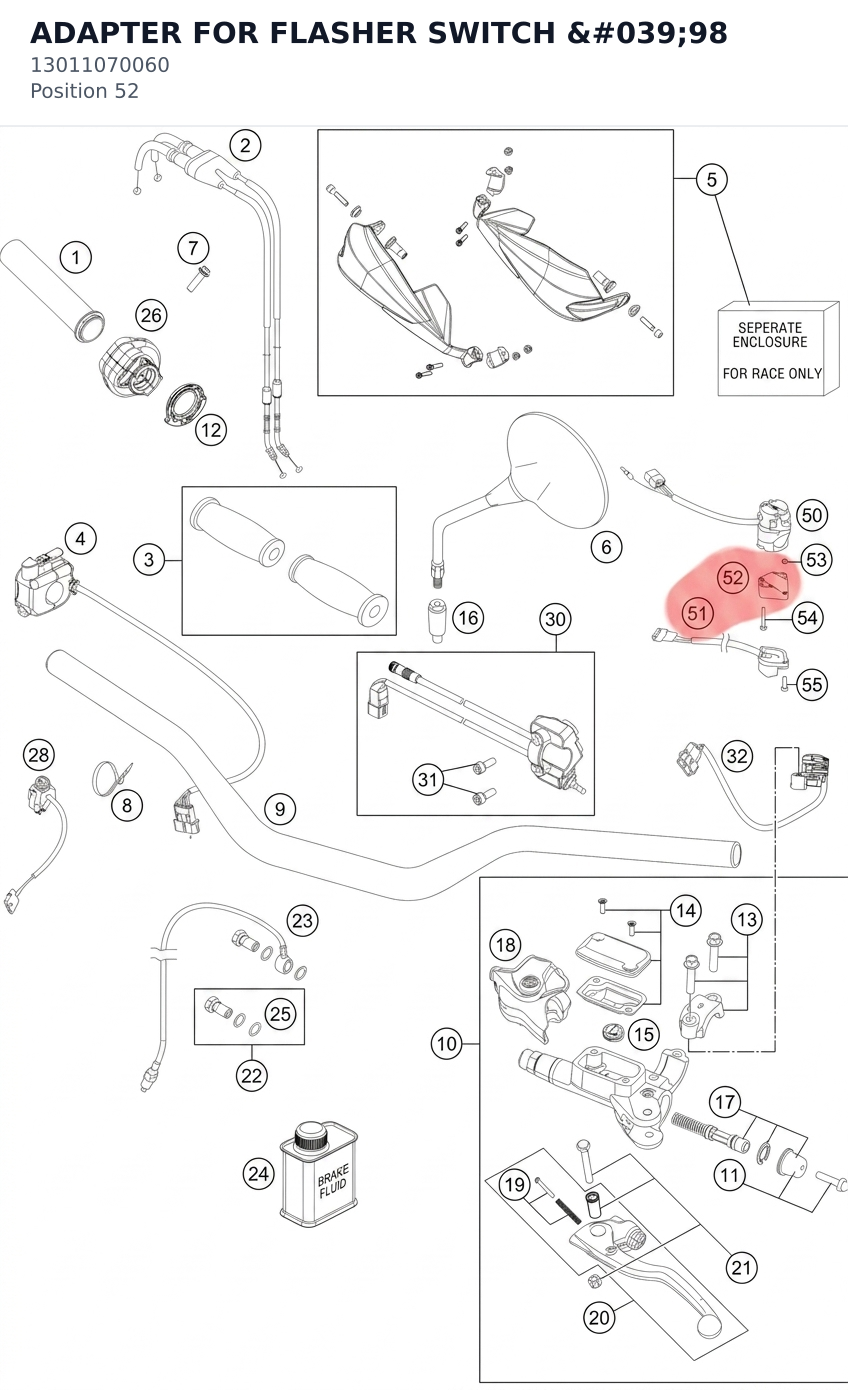 Diagram preview: ADAPTER FOR FLASHER SWITCH '98 (13011070060)