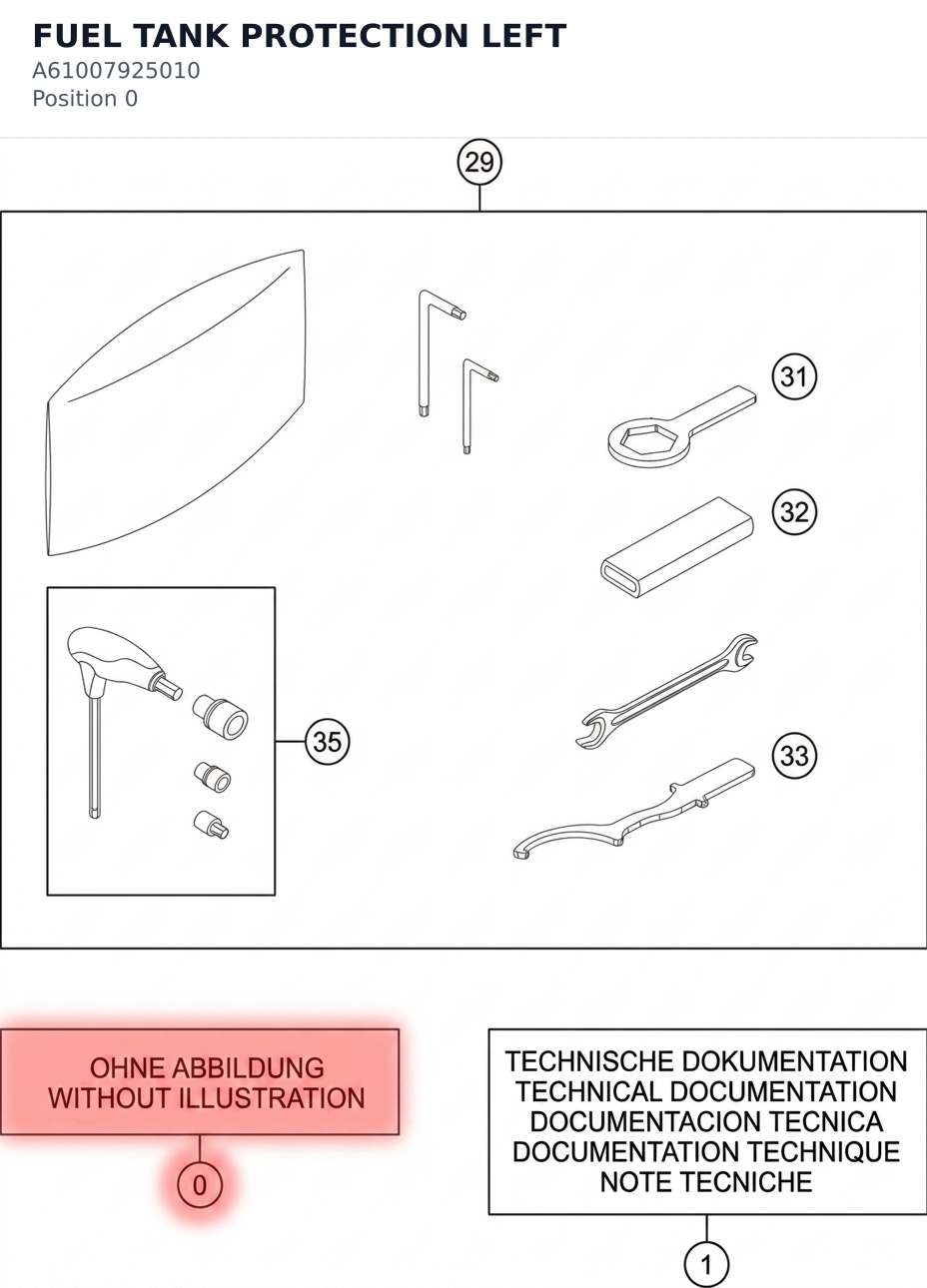 Diagram preview: FUEL TANK PROTECTION LEFT (A61007925010)