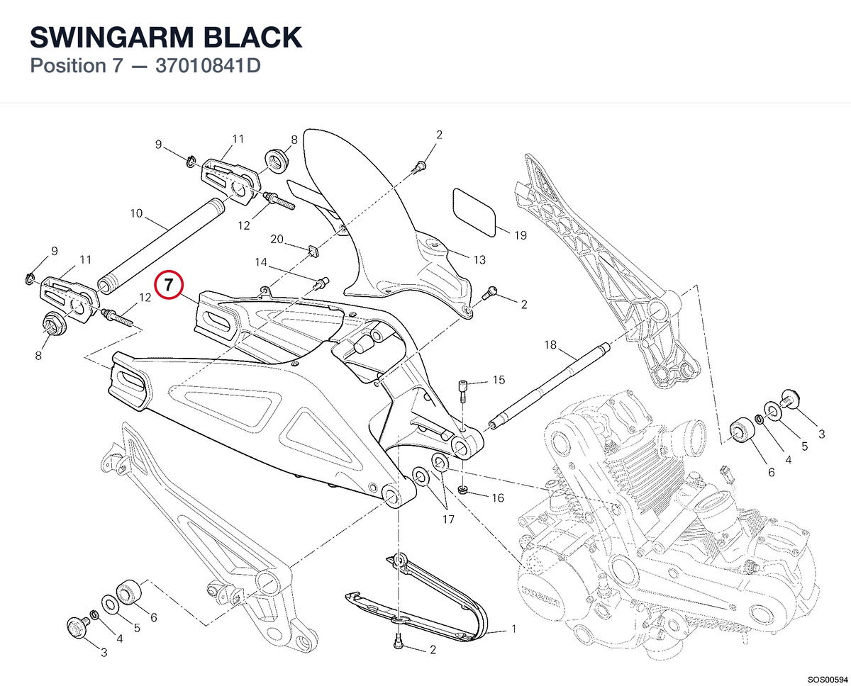 SWINGARM BLACK 37010841D diagram position