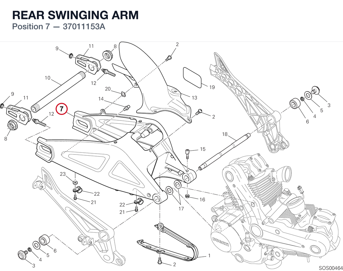 REAR SWINGING ARM 37011153A diagram position
