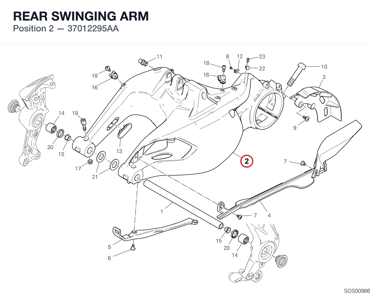 REAR SWINGING ARM 37012295AA diagram position
