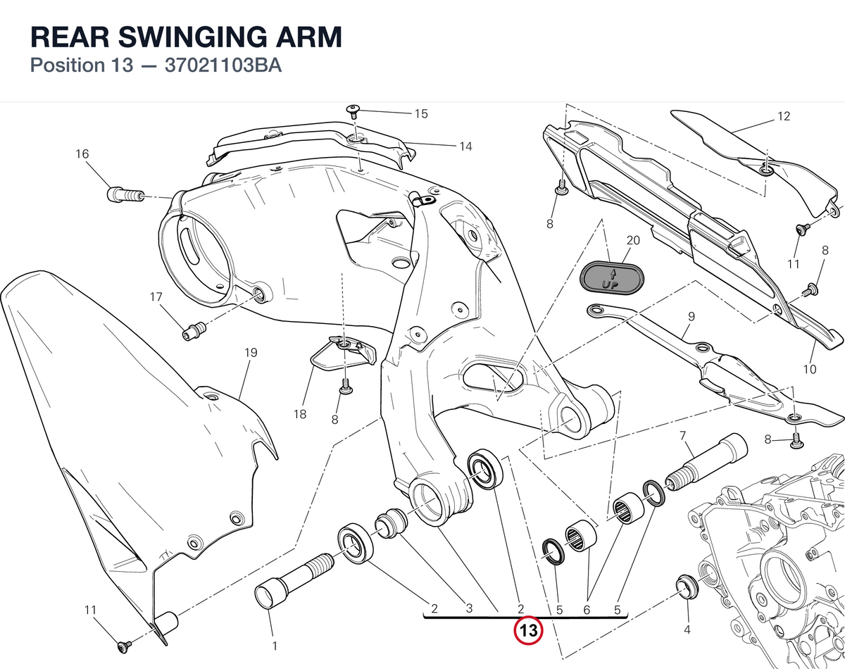 REAR SWINGING ARM 37021103BA diagram position
