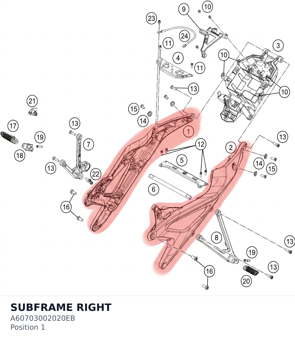 Diagram preview: SUBFRAME RIGHT (A60703002020EB)