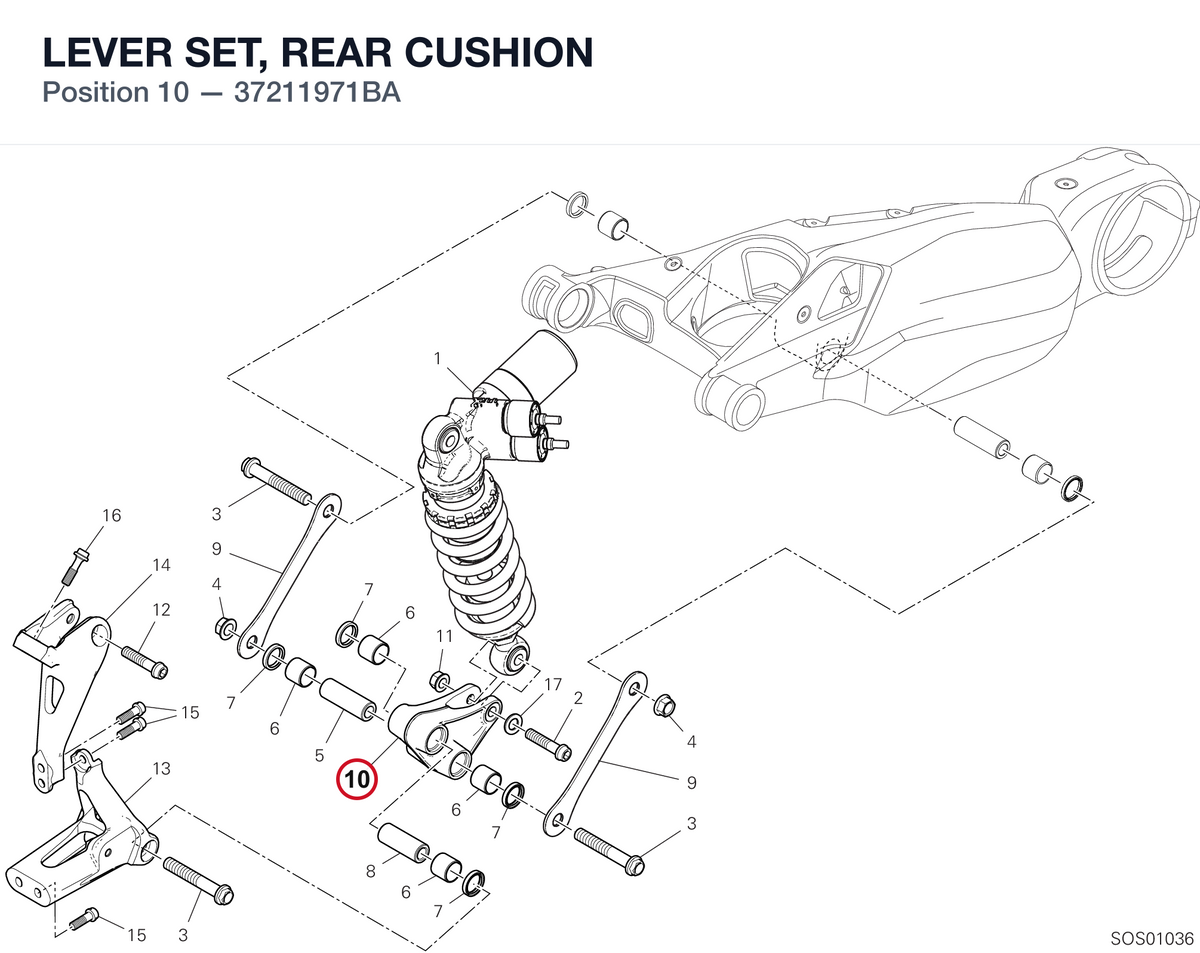 LEVER SET, REAR CUSHION 37211971BA diagram position