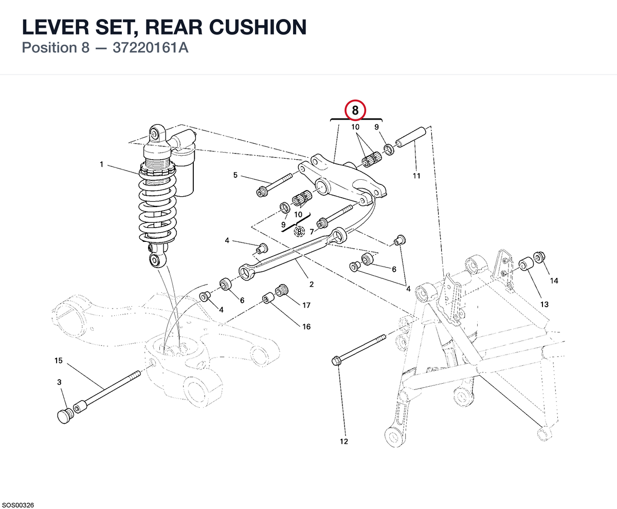 LEVER SET, REAR CUSHION 37220161A diagram position