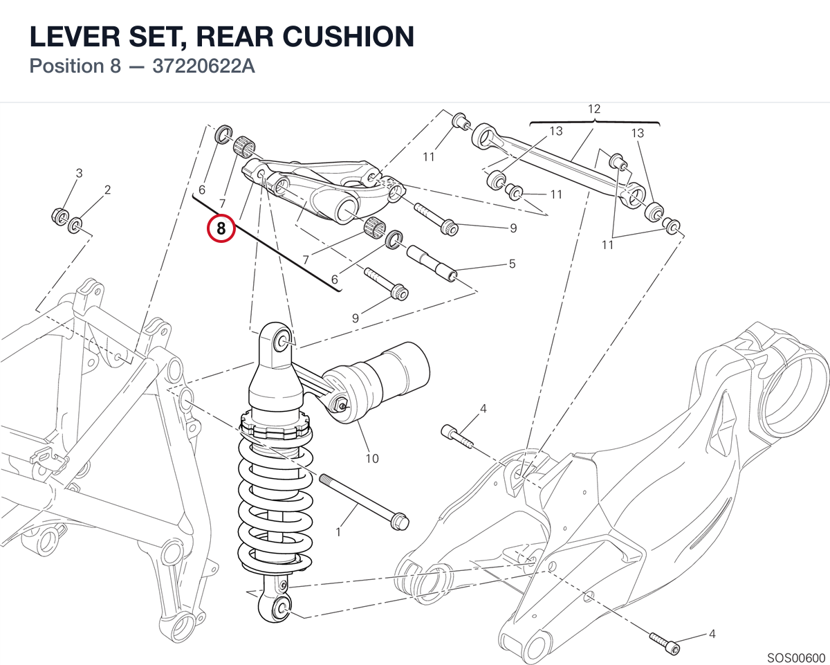 LEVER SET, REAR CUSHION 37220622A diagram position