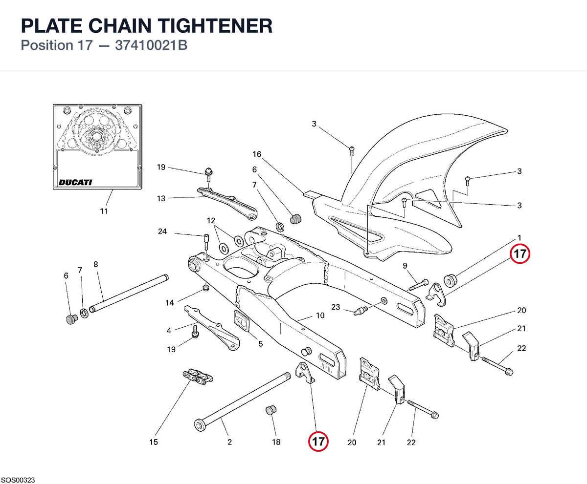 PLATE CHAIN TIGHTENER 37410021B diagram position
