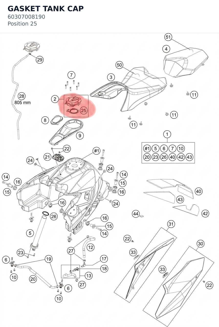 Diagram preview: GASKET TANK CAP (60307008190)