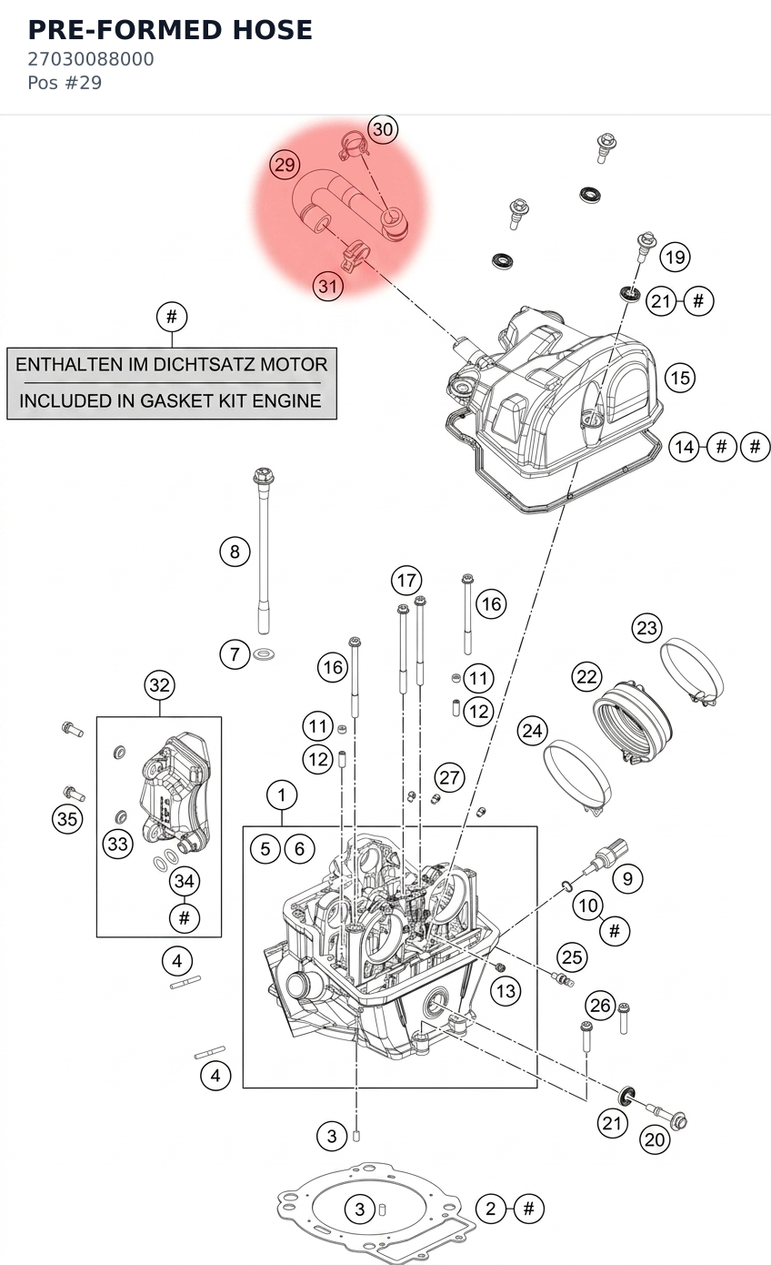 Diagram preview: PRE-FORMED HOSE (27030088000)