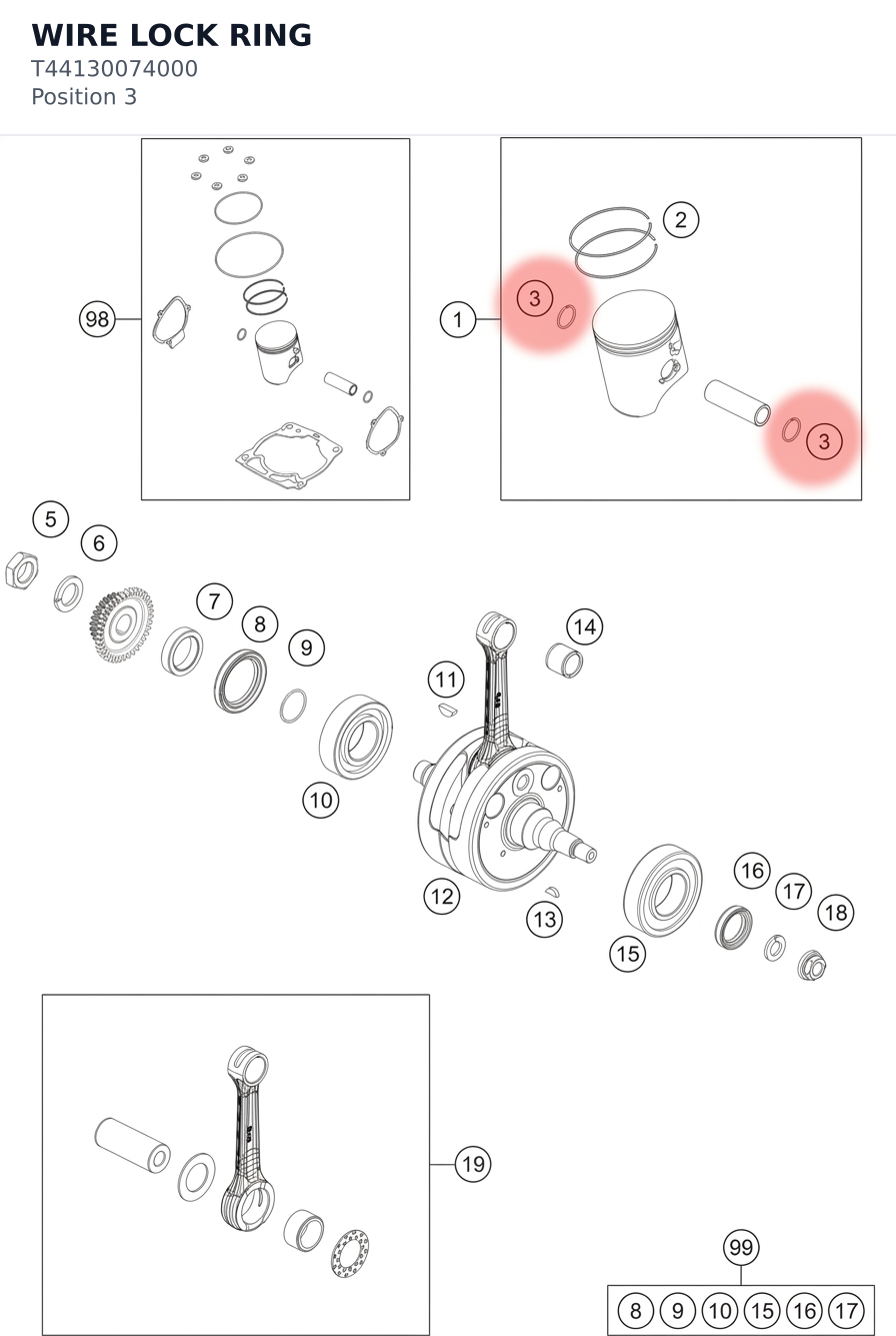 Diagram preview: WIRE LOCK RING (T44130074000)