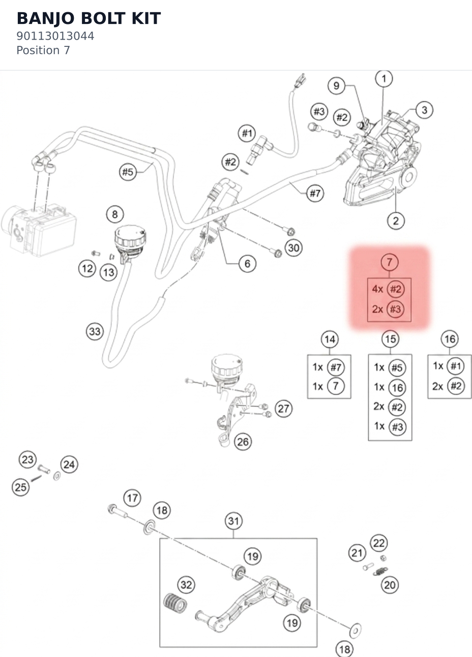 Diagram preview: BANJO BOLT KIT (90113013044)