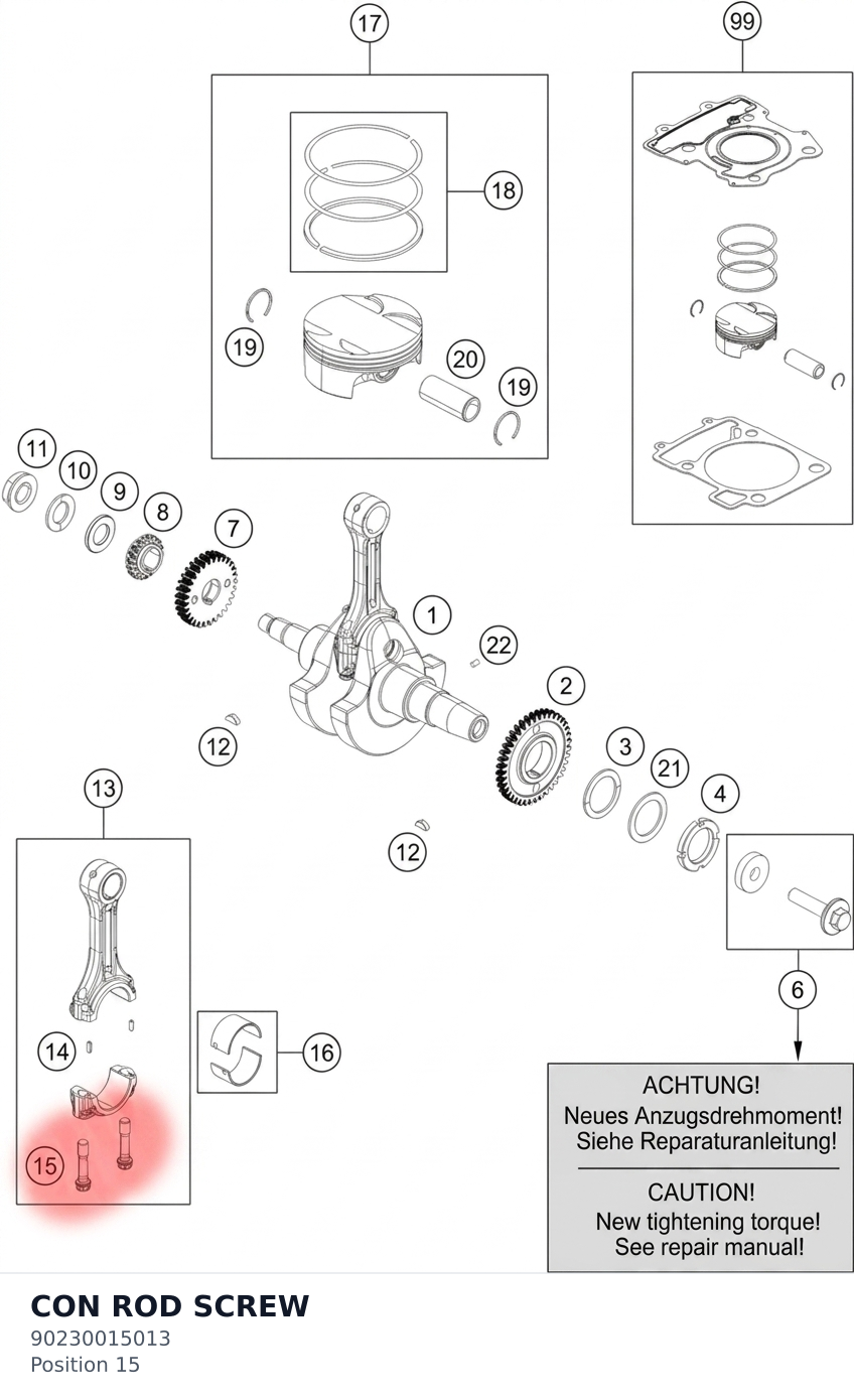 Diagram preview: CON ROD SCREW (90230015013)