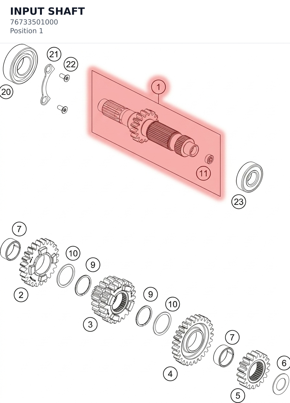 Diagram preview: INPUT SHAFT (76733501000)