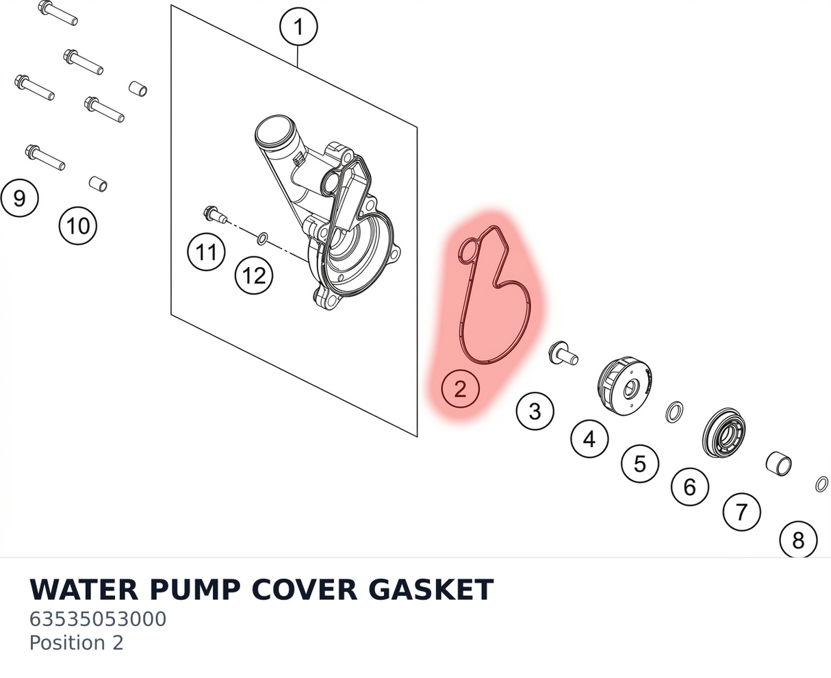 Diagram preview: WATER PUMP COVER GASKET (63535053000)