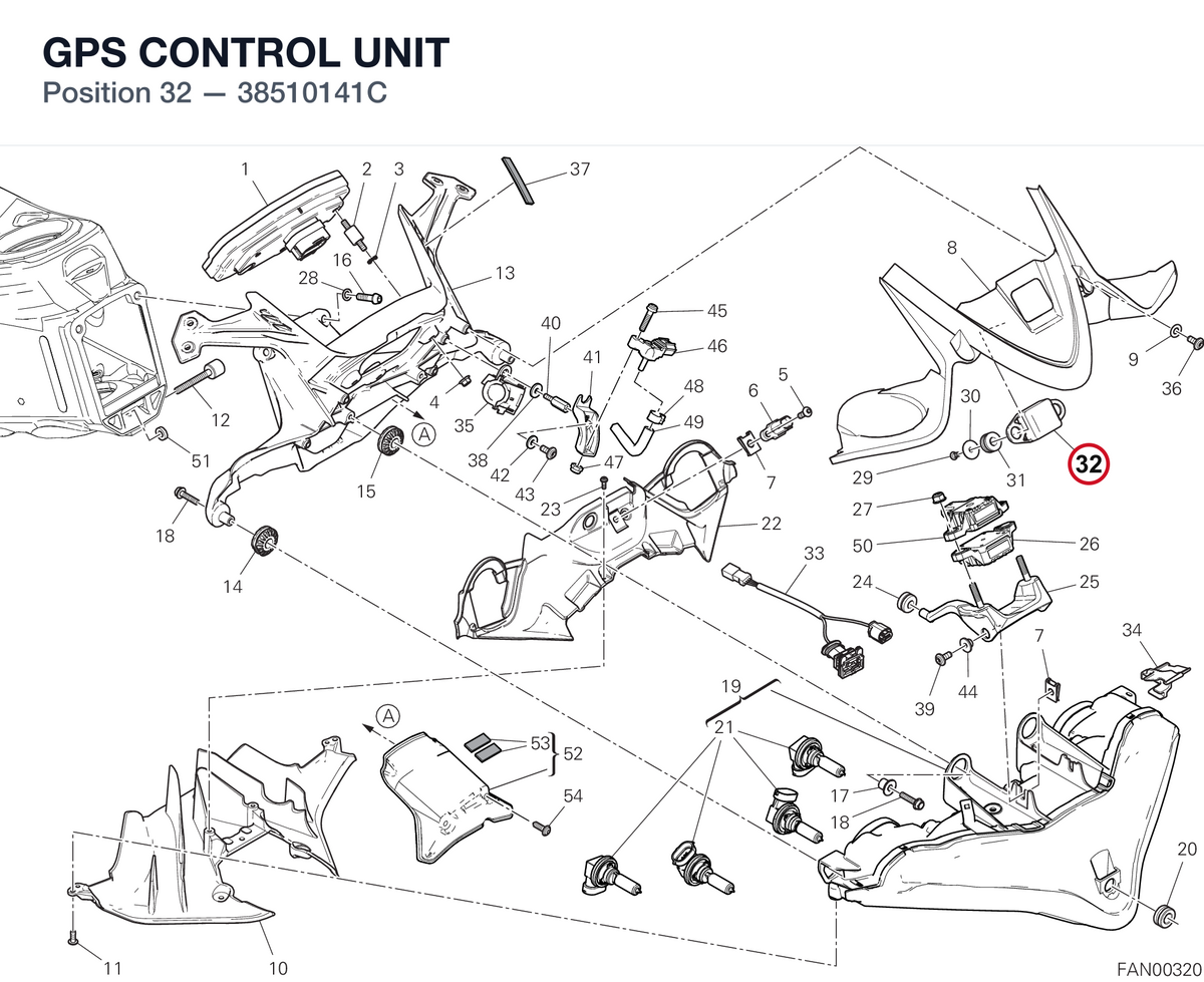 GPS CONTROL UNIT 38510141C diagram position