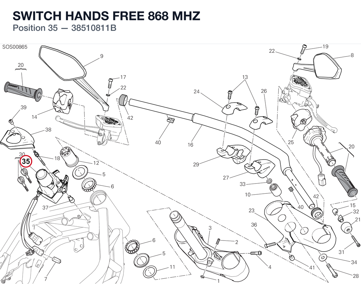 SWITCH HANDS FREE 868 MHZ 38510811B diagram position
