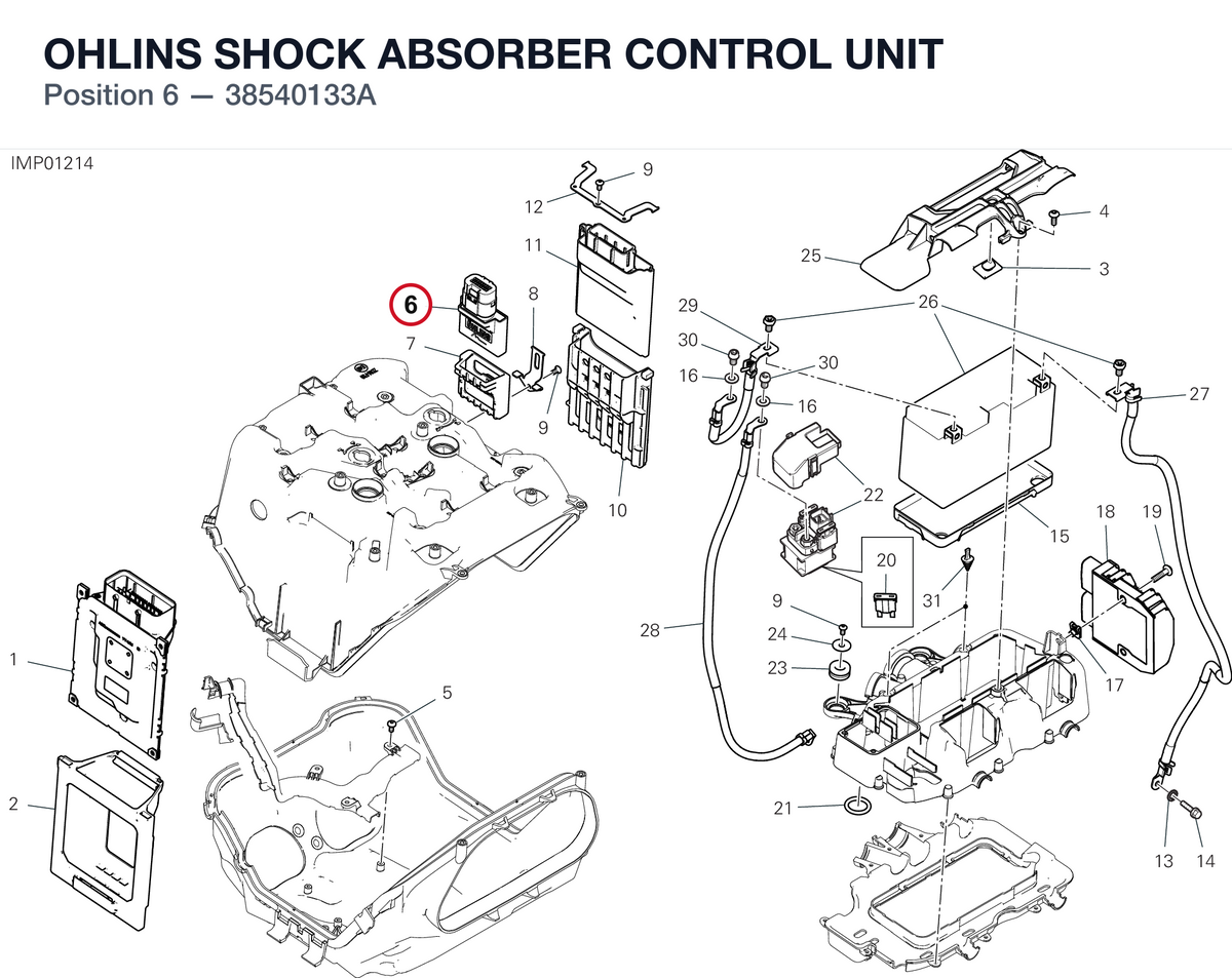 OHLINS SHOCK ABSORBER CONTROL UNIT 38540133A diagram position