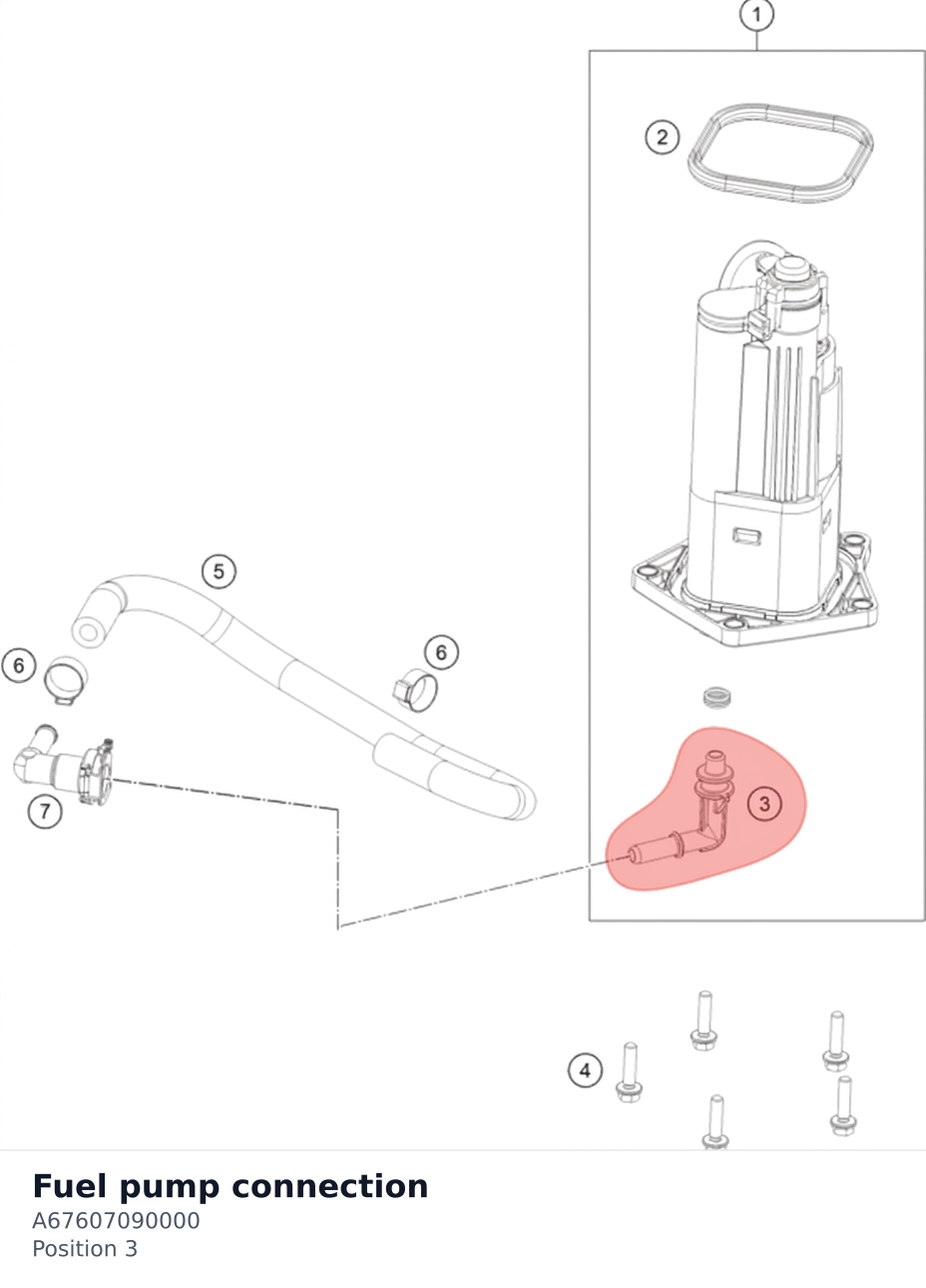 Diagram preview: Fuel pump connection (A67607090000)