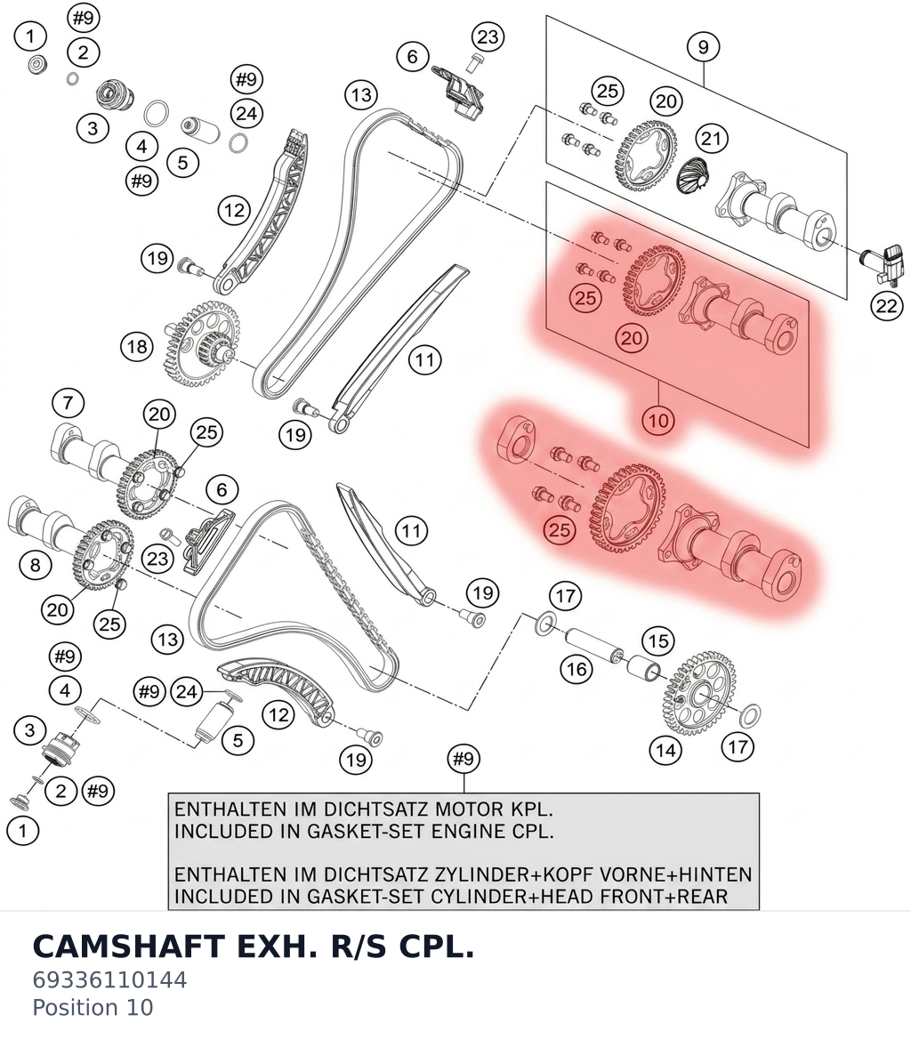 Diagram preview: CAMSHAFT EXH. R/S CPL. (69336110144)