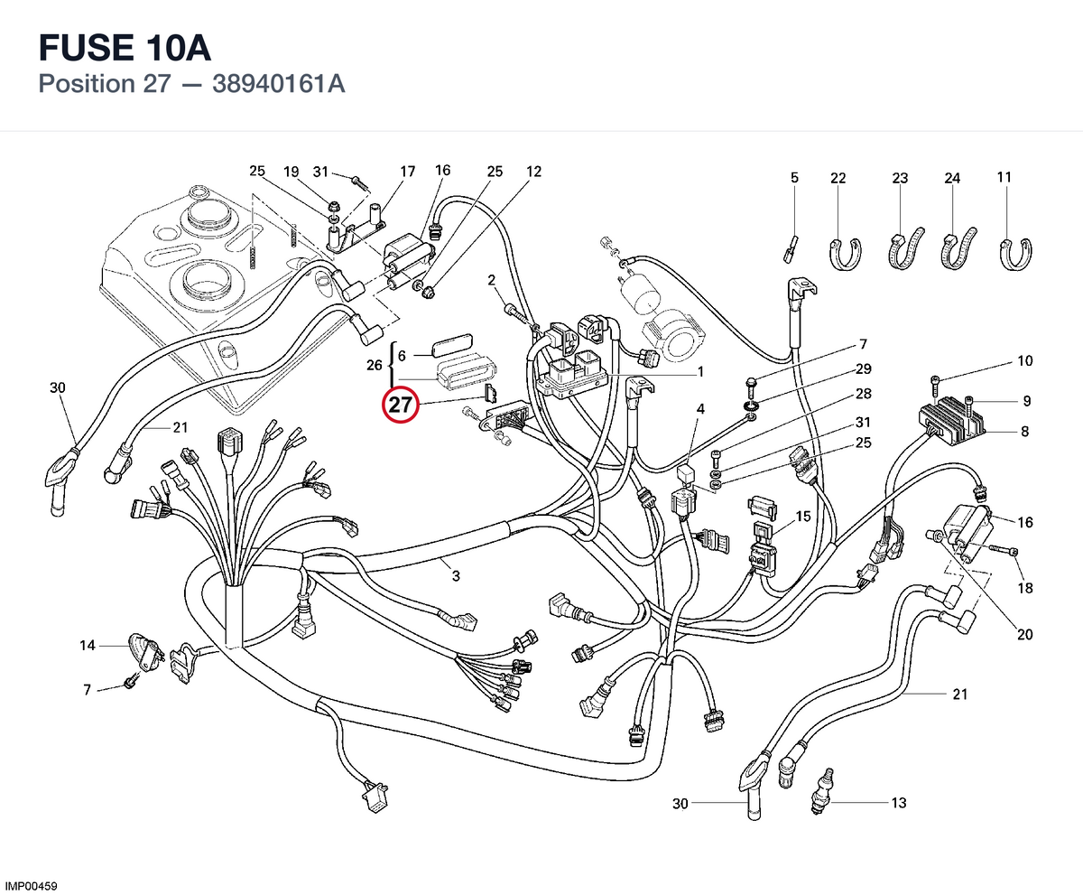 FUSE 10A 38940161A diagram position
