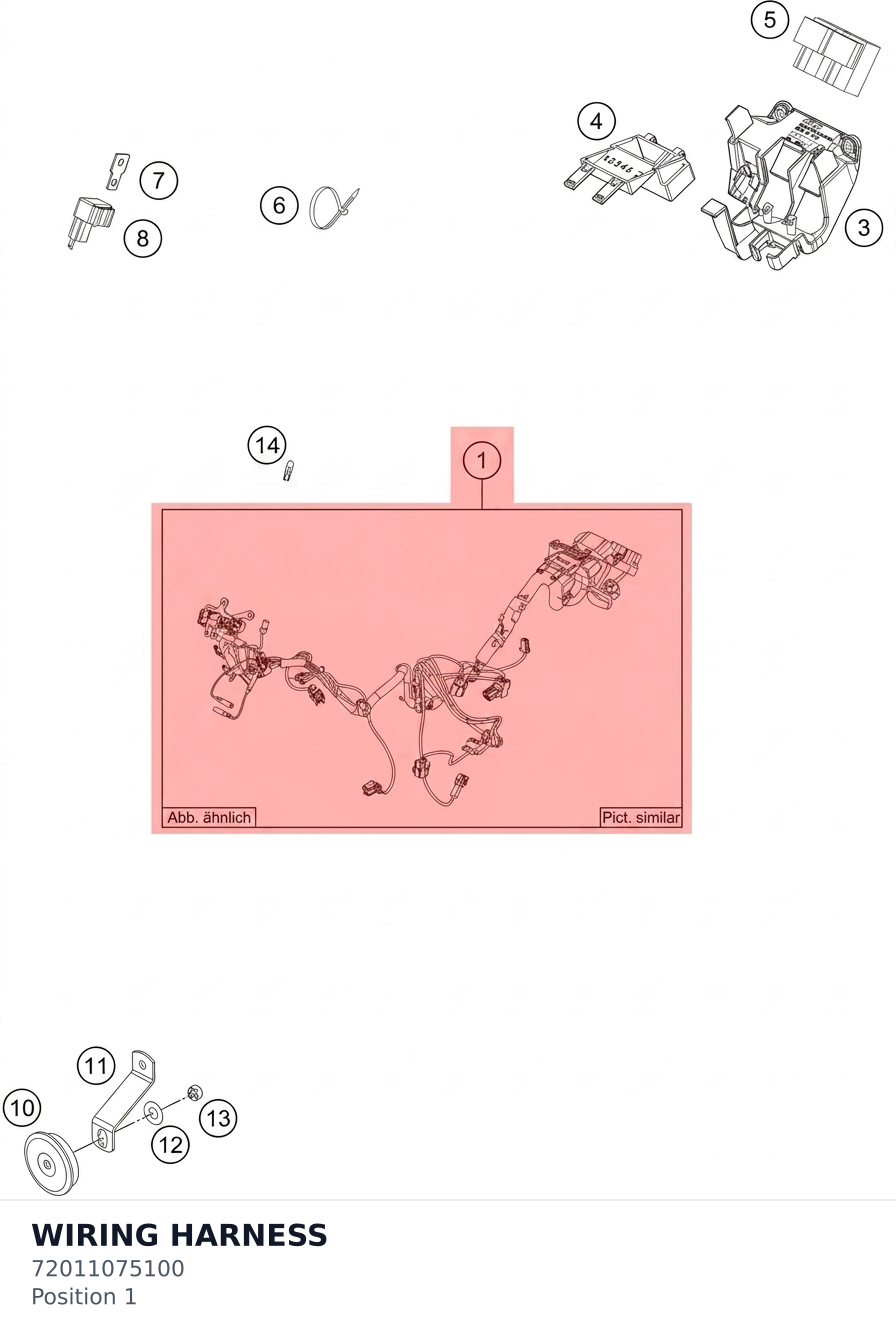 Diagram preview: WIRING HARNESS (72011075100)