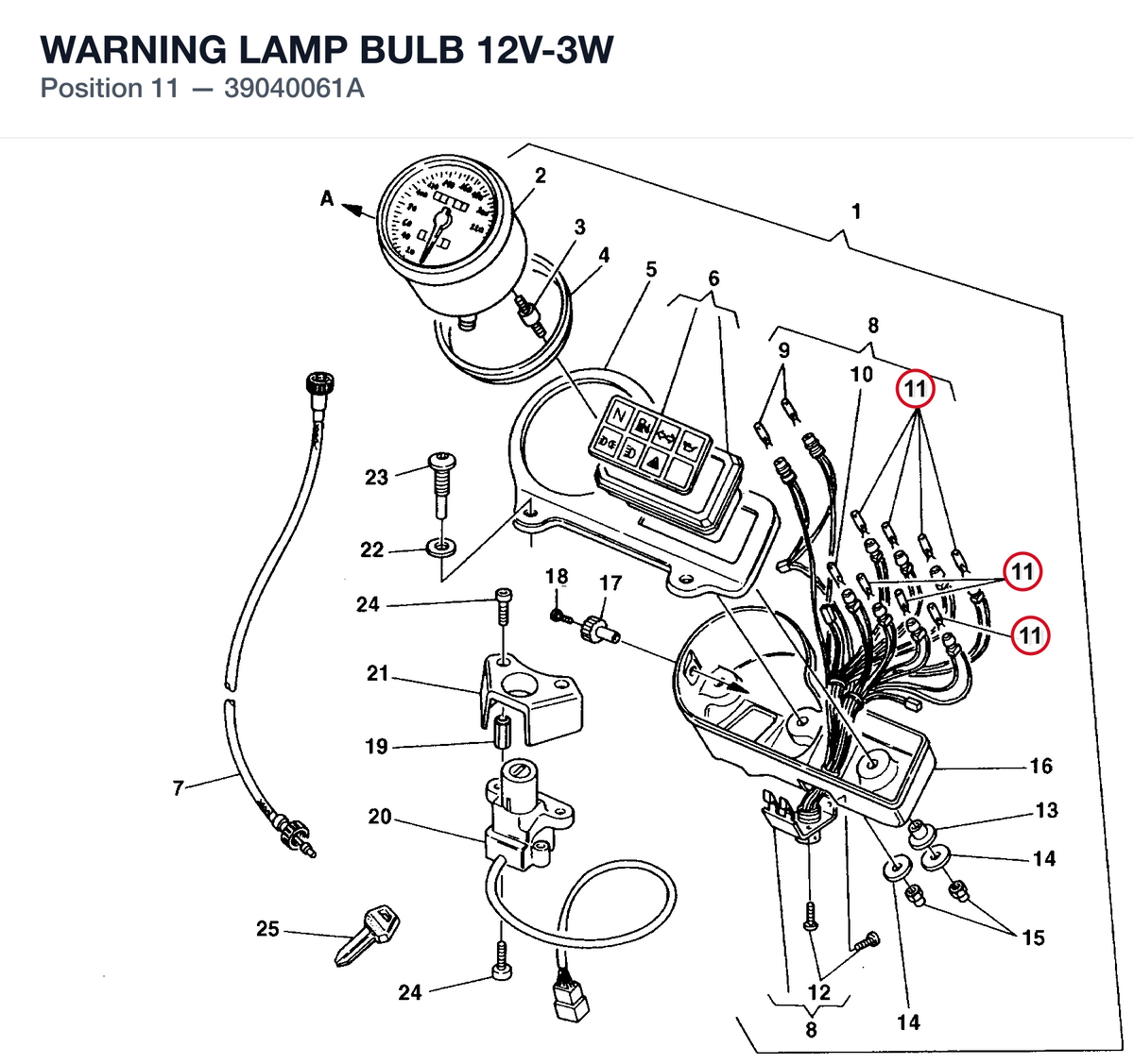 WARNING LAMP BULB 12V-3W