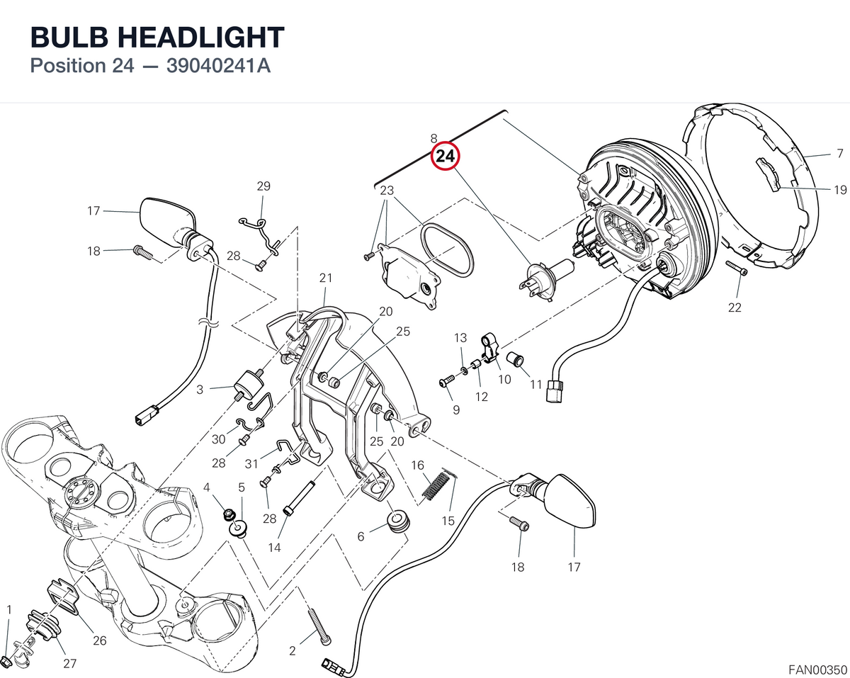 BULB HEADLIGHT 39040241A diagram position
