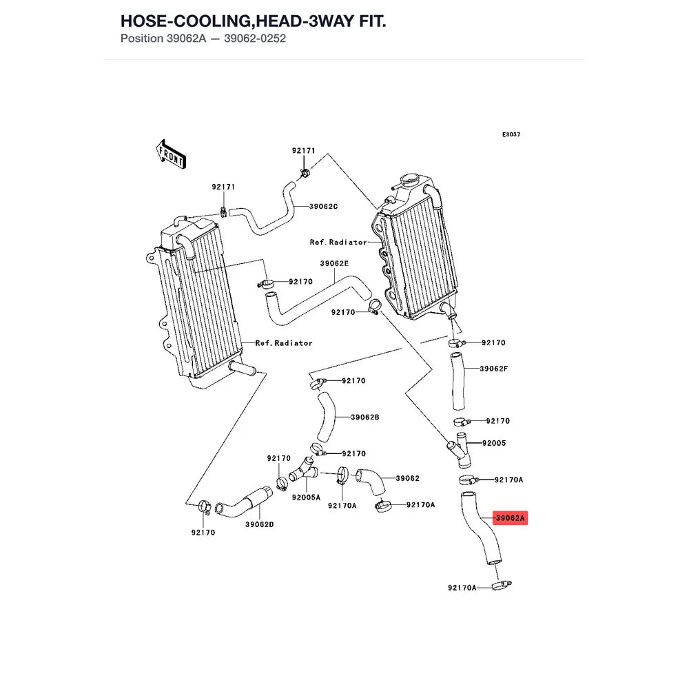 Kawasaki OEM – HOSE-COOLING,HEAD-3WA product image