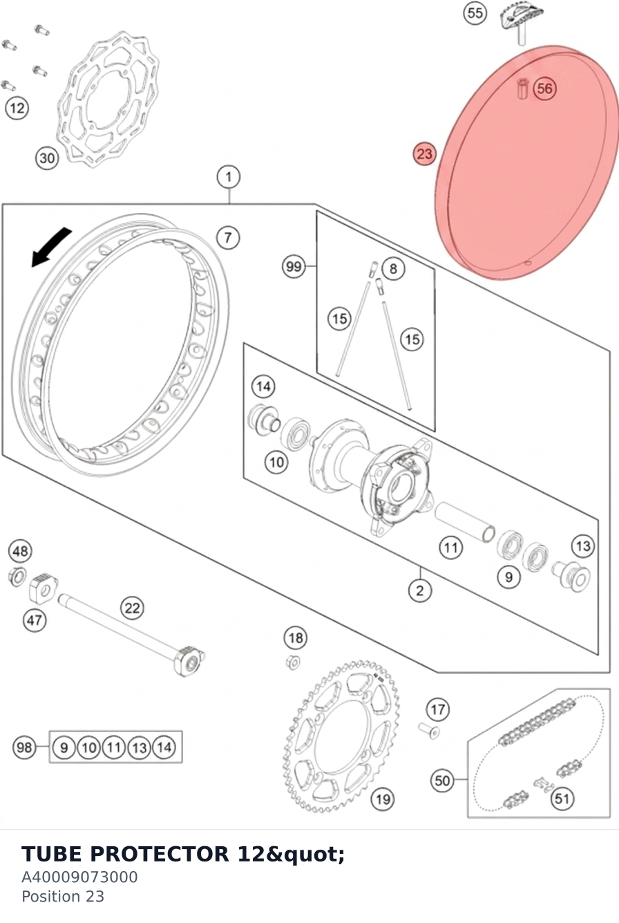 Diagram preview: TUBE PROTECTOR 12" (A40009073000)