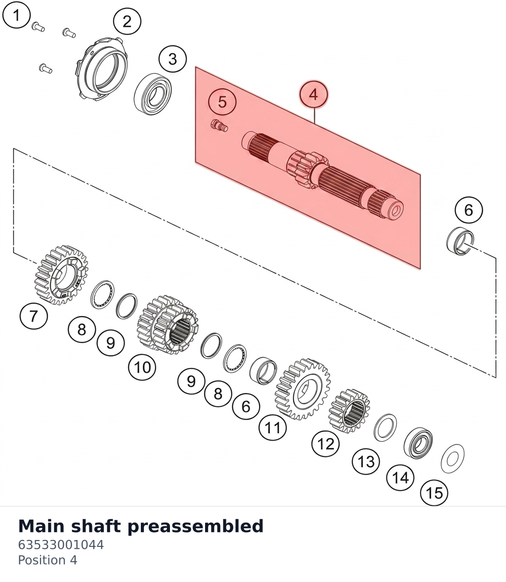 Diagram preview: Main shaft preassembled (63533001044)