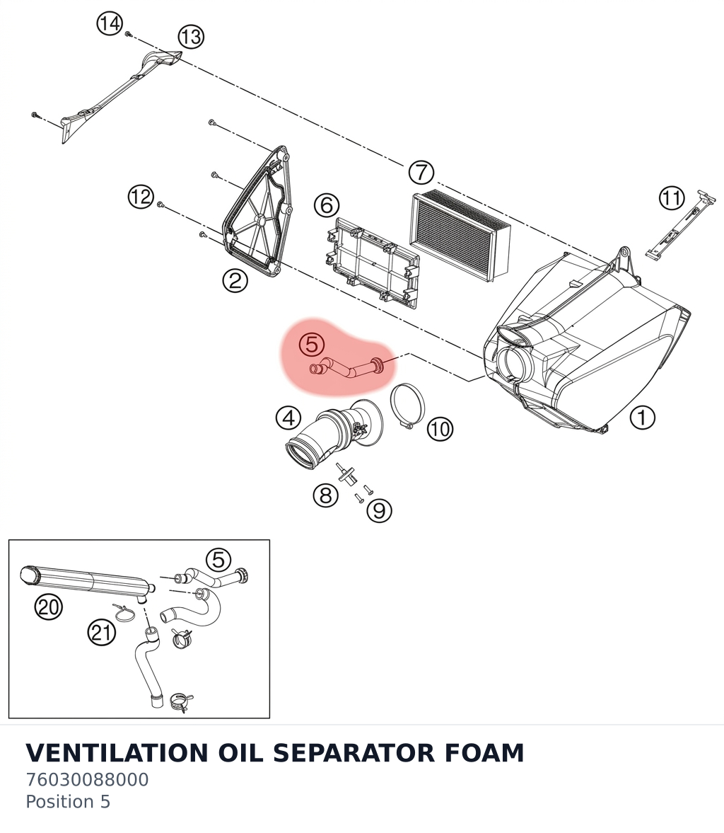 Diagram preview: VENTILATION OIL SEPARATOR FOAM (76030088000)