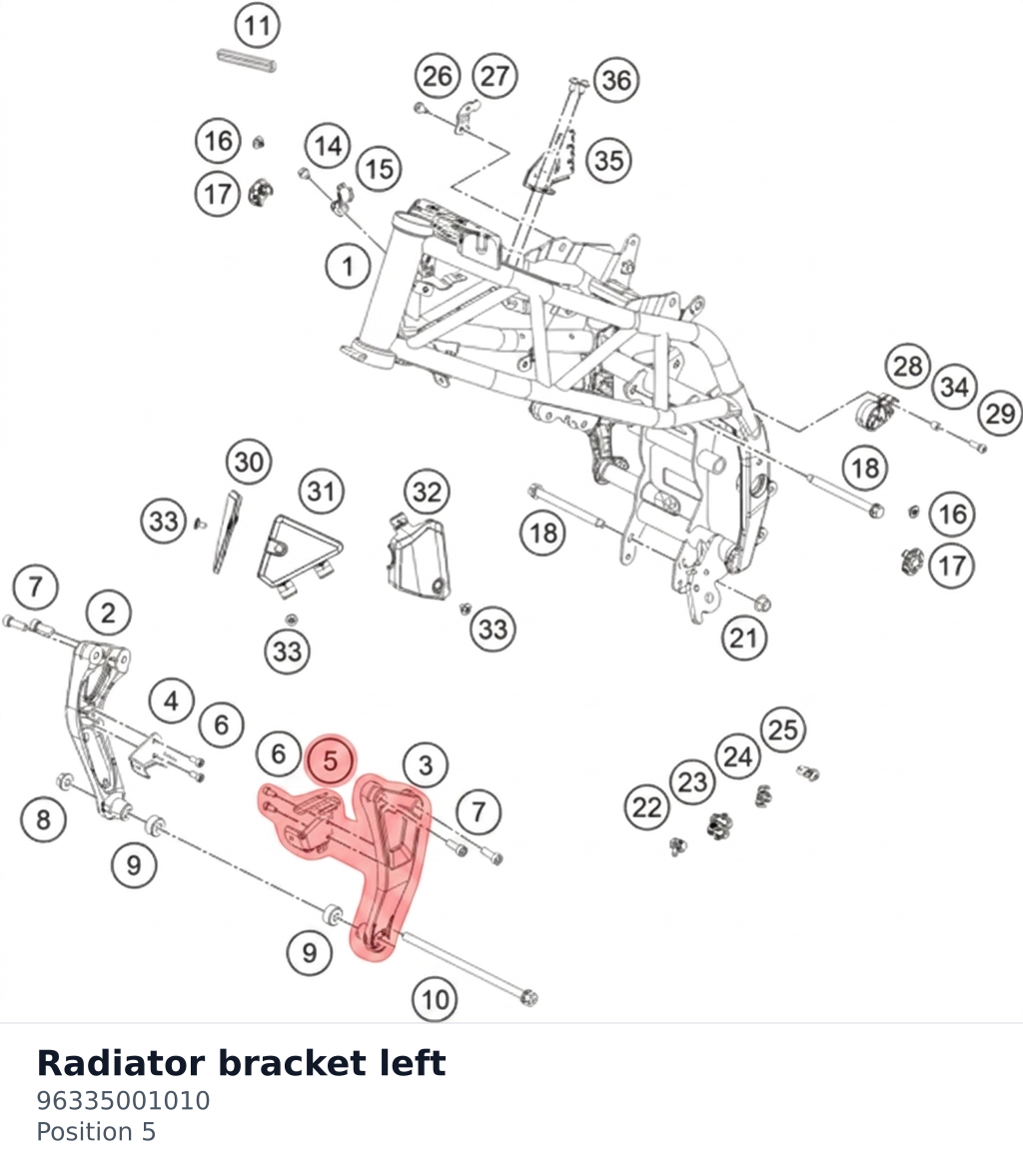 Diagram preview: Radiator bracket left (96335001010)