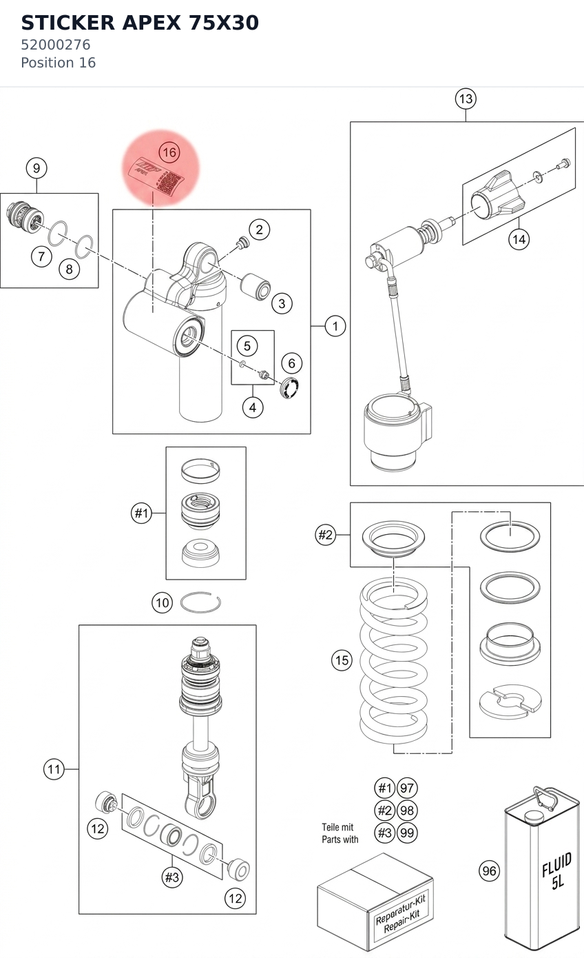 Diagram preview: STICKER APEX 75X30 (52000276)