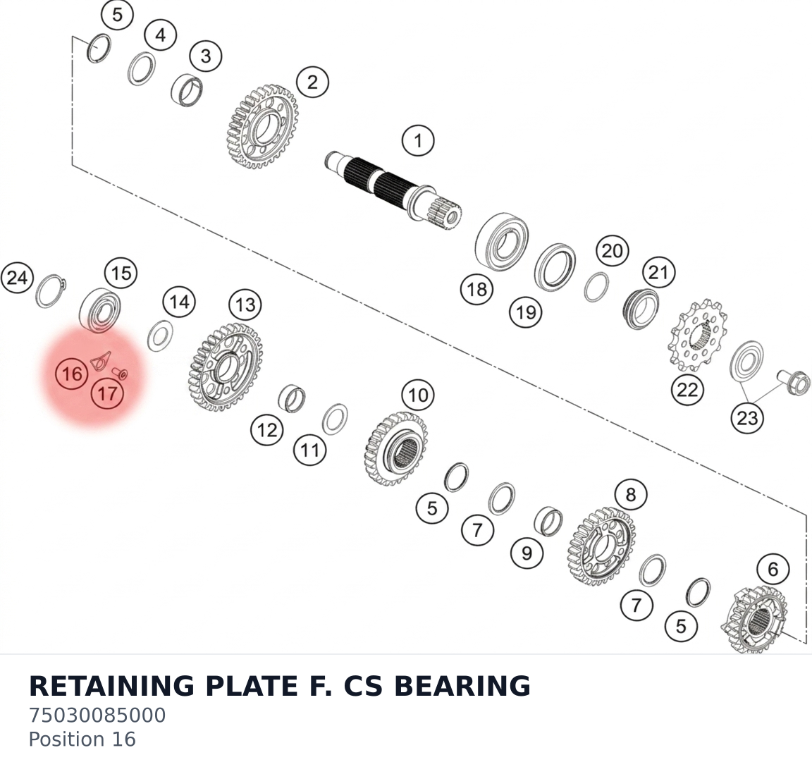 Diagram preview: RETAINING PLATE F. CS BEARING (75030085000)