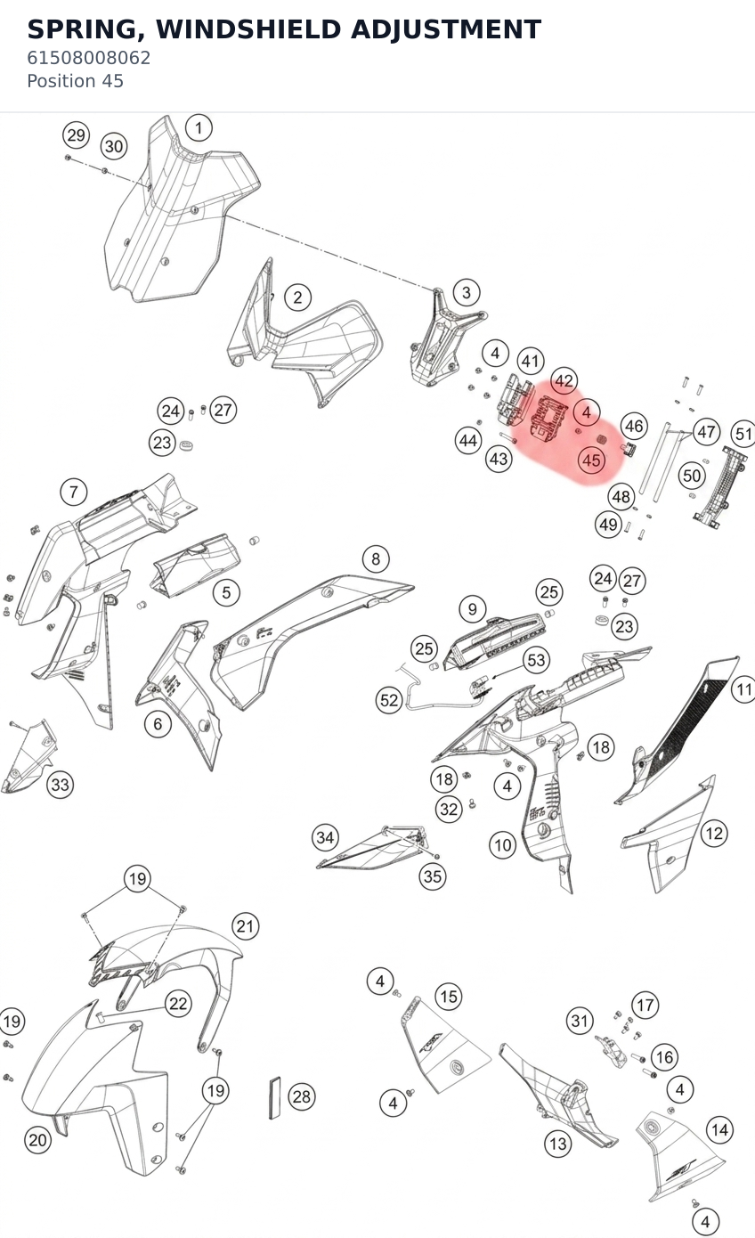 Diagram preview: SPRING, WINDSHIELD ADJUSTMENT (61508008062)