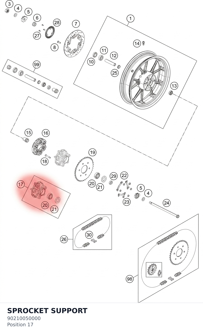 Diagram preview: SPROCKET SUPPORT (90210050000)