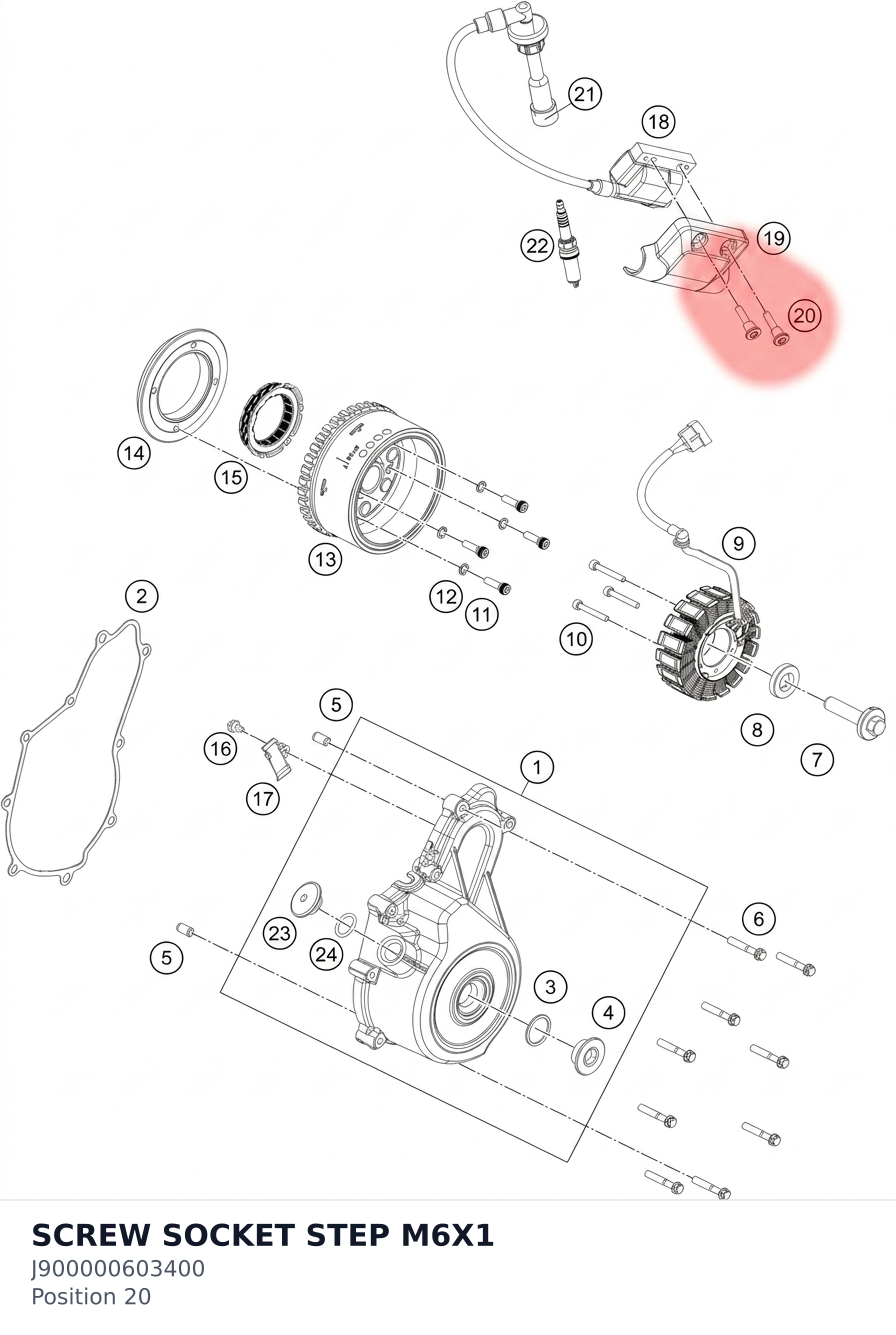 Diagram preview: SCREW SOCKET STEP M6X1 (J900000603400)