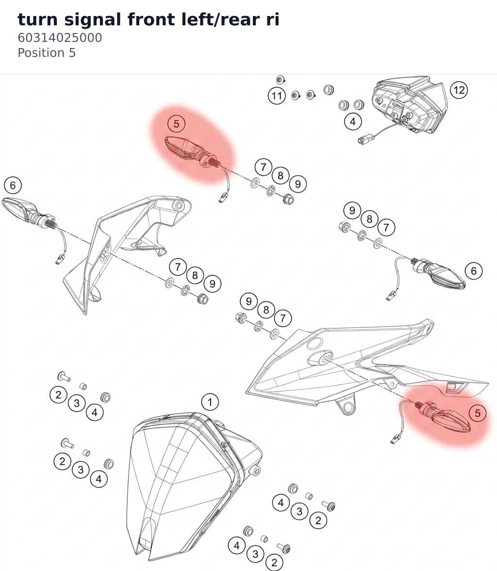 Diagram preview: turn signal front left/rear ri (60314025000)